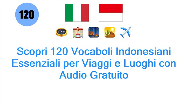 Scopri 120 Vocaboli Indonesiani Essenziali per Viaggi e Luoghi con Audio Gratuito